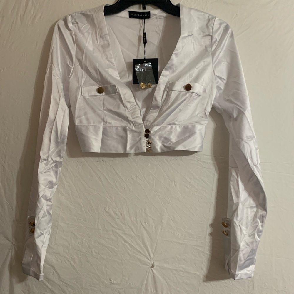 JLUXLABEL white Satin Crop Tops Brand New NWT - Picture 8 of 8